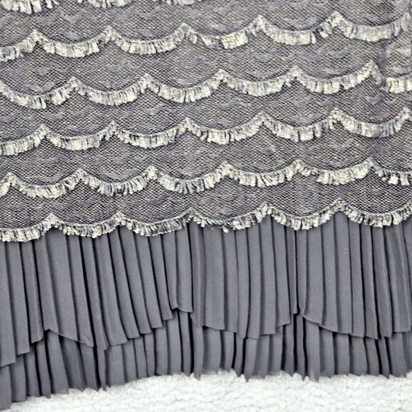 Greylin Camisole Women M Black Metallic Silver Sheer Tiered Sexy 20s Flapper - Picture 7 of 16